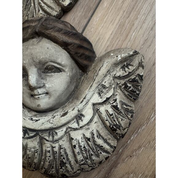 Antique Carved Wood Cherub Angels Pair • Architectural Salvage • European 1800s - Picture 8 of 16